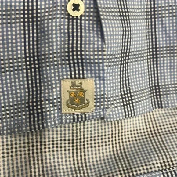 ❤️Host Picks❤️[XL]Robert Talbott Carmel  Cotton Squares Striped Blue Dress Shirt - Picture 7 of 8
